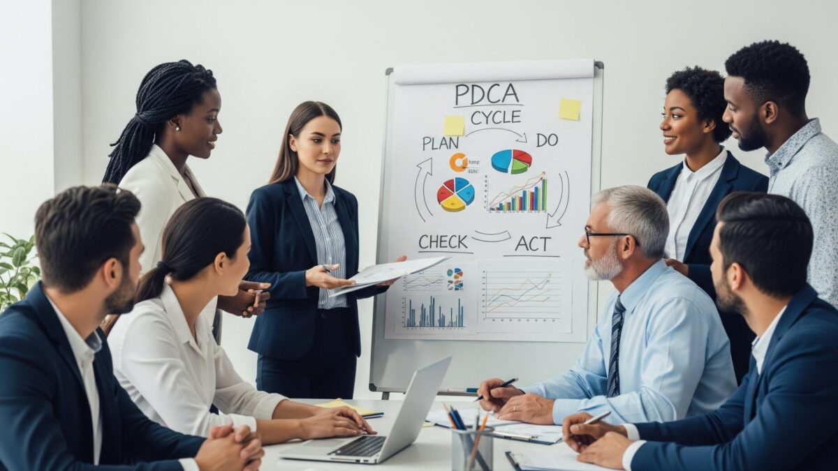 会議室でPDCAを実施している