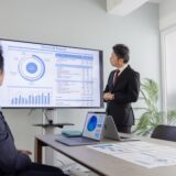 モニター前で提案している様子