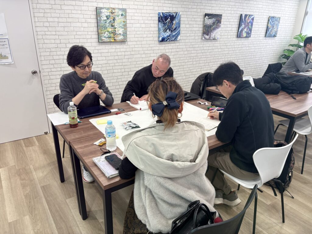 壁打ちをしている様子